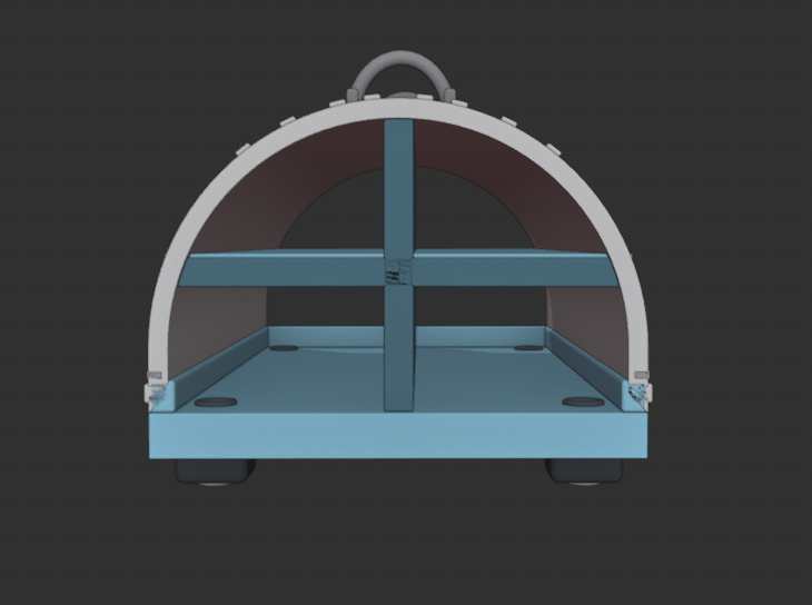 Front cross-section computer simulation of SafeRouteConduit showing its internal dividers