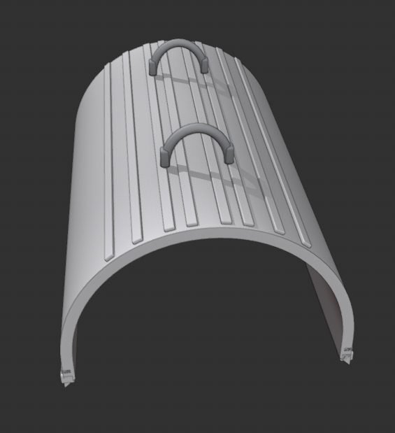 Computer simulation of the ribbed outer SafeRouteConduit shell with lifting handles